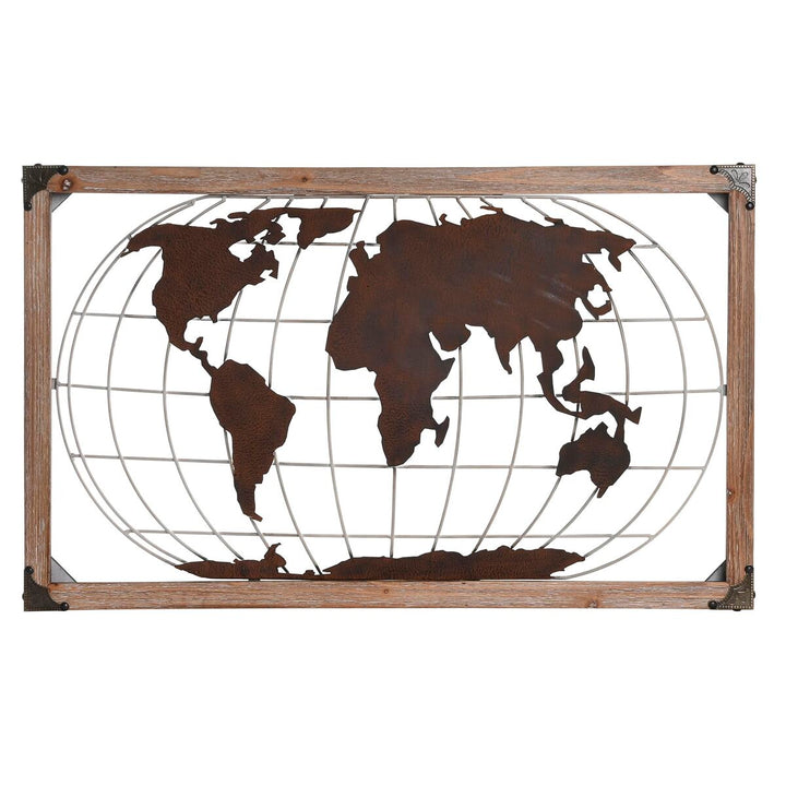 Deko Weltkarte aus Metall und Kiefernholz mit Kupfer Finish - homely Family Shop