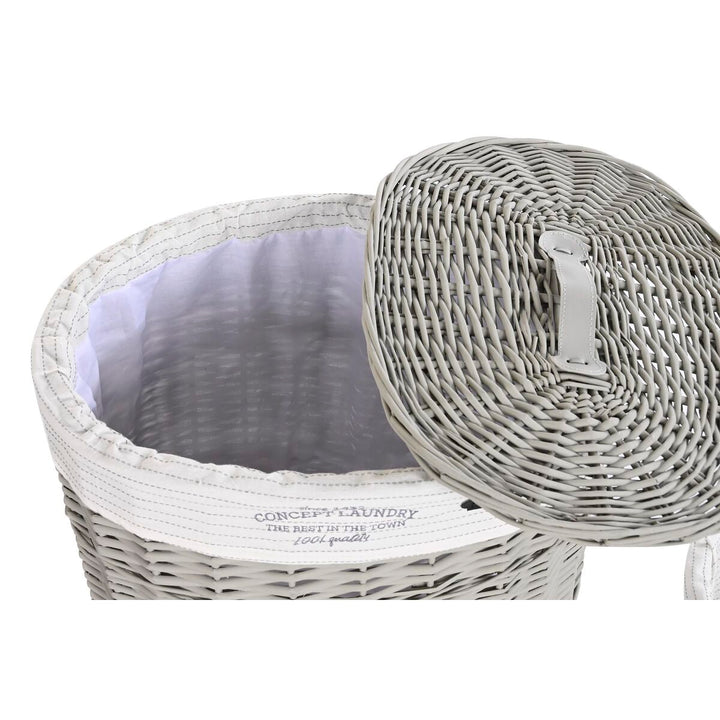 DKD Home Decor Korb, Weiß Grau, mit Deckel und Stoff - Homely Family Shop