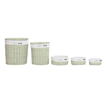 Grüner DKD Home Decor Korbsatz, 5 Stück. Woven Körbe mit Stoff - Homely Family Shop