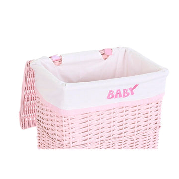 Rosa Aufbewahrungskorb mit Stoffeinsatz und Baby-Schriftzug - homely Family Shop
