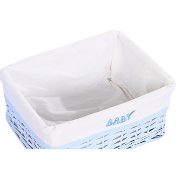 DKD Home Decor Babykorb mit blauer Webstruktur und Stoffauskleidung - Homely Family Shop