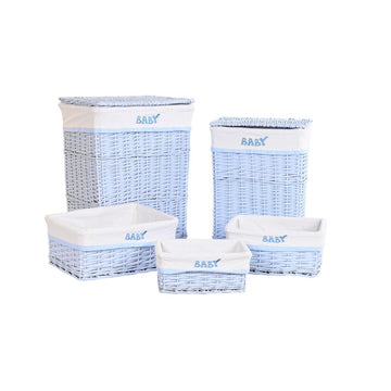 DKD Home Decor Korbsatz, hellblau, mit 'Baby' Schriftzug - homely Family Shop