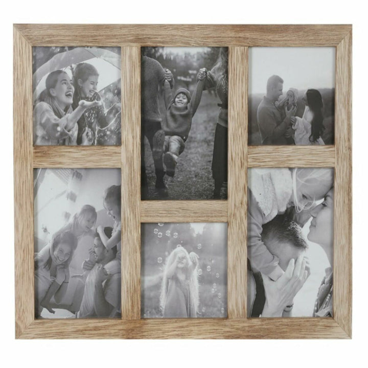 DKD Home Decor Fotorahmen aus Holz mit Kristall-Akzent für mehrere Fotos.