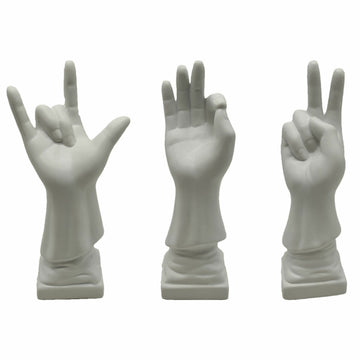 DKD Home Decor Deko-Figuren, weiße Hand-Skulpturen mit Gesten - Homely Family Shop