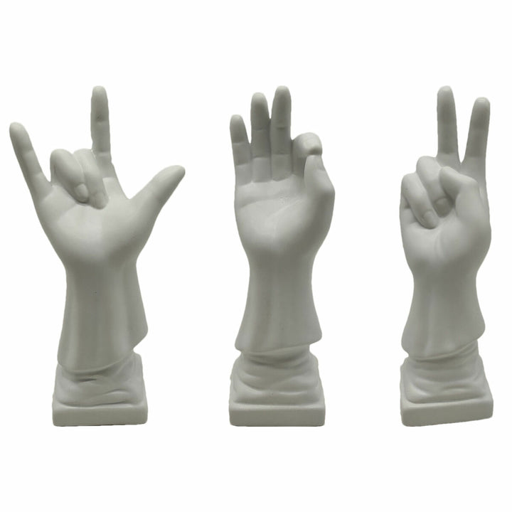 DKD Home Decor Deko-Figuren, weiße Hand-Skulpturen mit Gesten - Homely Family Shop