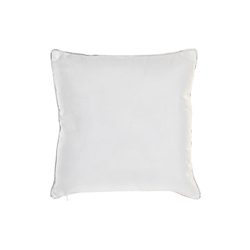 Weißes Kissen aus Mikrofaser mit silberner Borte. Dekoratives Polyester Kissen.