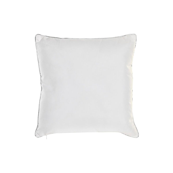 Weißes Kissen aus Mikrofaser mit silberner Borte. Dekoratives Polyester Kissen.