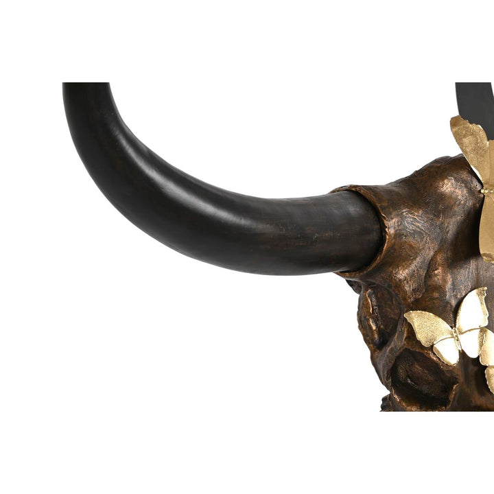 DKD Home Decor Ochsenfigur aus Harz mit goldenen Schmetterlingen - homely Family Shop