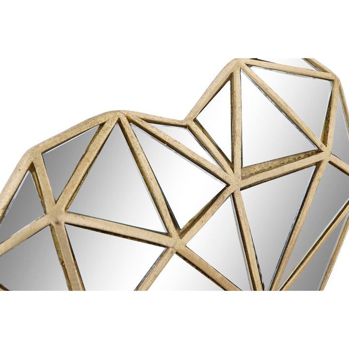 Goldene Herz Deko-Figur mit geometrischem Design und Spiegelflächen - homely Family Shop