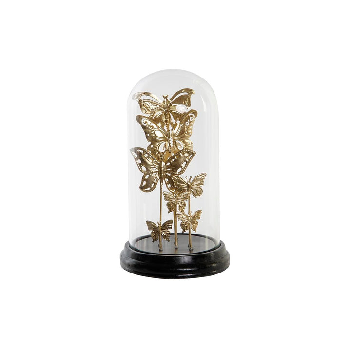 DKD Home Deko-Figur mit goldenen Metall Schmetterlinge unter Glasglocke - homely Family Shop