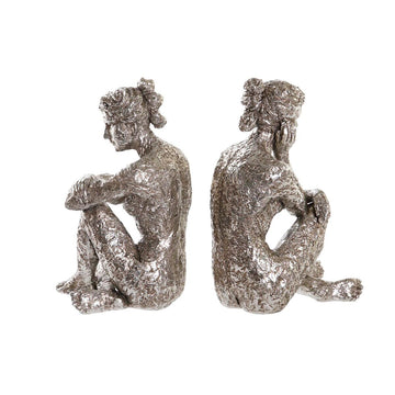 Silberfarbene DKD Home Decor Damen Figuren, sitzende Deko - homely Family Shop