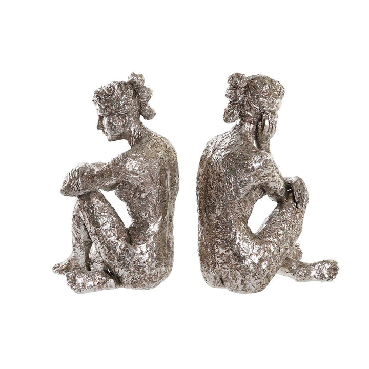 Silberfarbene DKD Home Decor Damen Figuren, sitzende Deko - homely Family Shop
