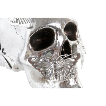 Silberner Totenkopf mit Schmetterling Deko, DKD Home Decor - homely Family Shop
