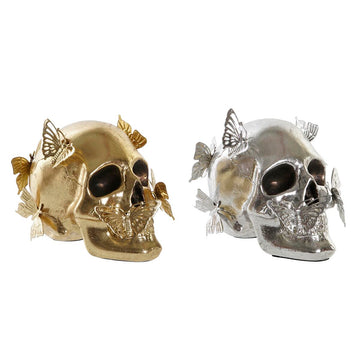 Goldene, silberne Totenkopf Figuren mit Schmetterlingen - homely Family Shop
