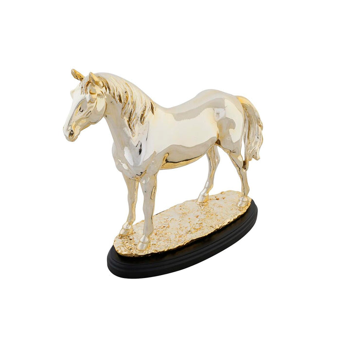 Goldfarbene Pferde-Deko-Figur aus Harz mit Metalleffekt - homely Family Shop