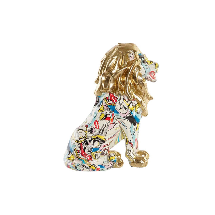 Bunte Löwe Harz Figur mit goldener Mähne- homely Family Shop