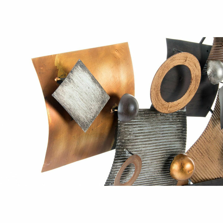 Abstrakte Wanddeko mit Kreisen aus Metall und Kupfer - Homely Family Shop