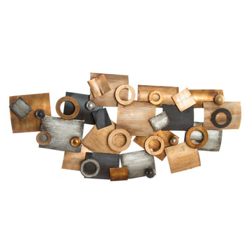 Abstrakte DKD Home Decor Wandkunst mit Metall Kreise in Grau und Kupfer - homely Family Shop