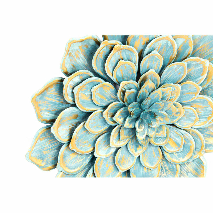 DKD Home Decor Wanddekoration mit blau-orangener Blume im Shabby Chic. - homely Family Shop