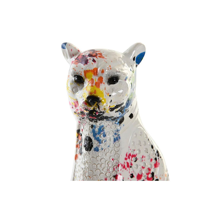 Weiße Deko-Leopardenfigur mit bunten Farbspritzern - Homely Family Shop