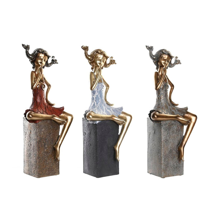DKD Home Decor Damen Figuren, rot, grau, blau, sitzend - homely Family Shop