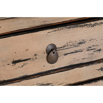 Detail Anrichte: Ulmenholz, creme-dunkelbraun Finish und Metallgriff - homely Family Shop