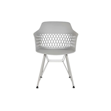 DKD Home Decor Esszimmerstuhl hellgrau mit Metallbeinen - homely Family Shop