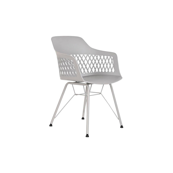 Hellgrauer DKD Esszimmerstuhl mit Gitterdesign und Metallbeinen - homely Family Shop