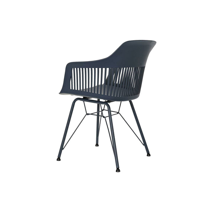 Marineblauer DKD Home Esszimmerstuhl mit Armlehnen und Metallbeinen - homely Family Shop