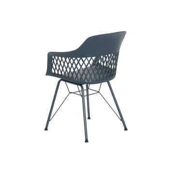 Marineblauer DKD Home Stuhl mit Gittermuster und Metallbeinen - homely Family Shop