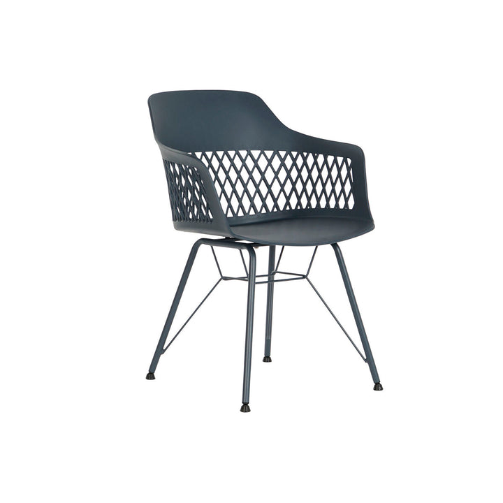 Marineblauer DKD Esszimmerstuhl mit Gitter und Metallbeinen - homely Family Shop