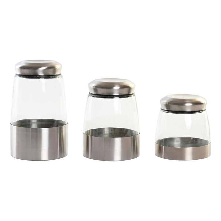 DKD Home Dekor Kanister Set mit Kristall und Edelstahl - homely Family Shop