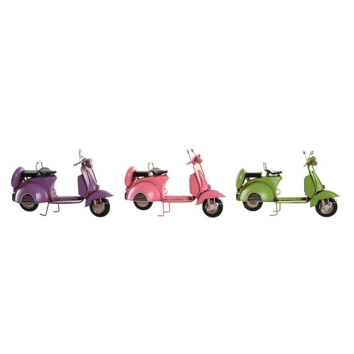Deko Motorrad Set in Rosa, Lila und Grün. Vintage Deko-Figuren.