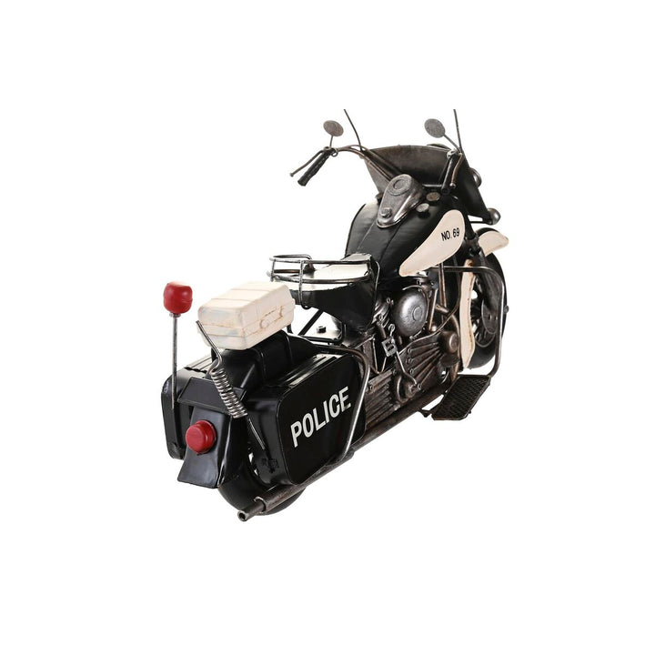 Schwarzes/weißes Deko-Motorrad im Vintage-Stil. Detailreiche Deko-Figur.