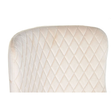 Nahaufnahme: Beige Esszimmerstuhl mit Rautenmuster - homely Family Shop