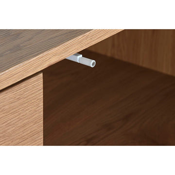 Detailaufnahme Holz Anrichte mit Fächern und Metall - Homely Family Shop