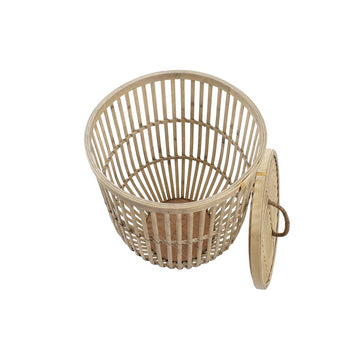 Bambus Korb-Set von DKD Home Decor. Runde Form mit Deckel und Seilgriff.