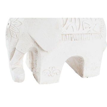 Weiße Deko-Figur Elefant im Antik-Look. Orientalische Verzierungen und Magnesium-Material.
