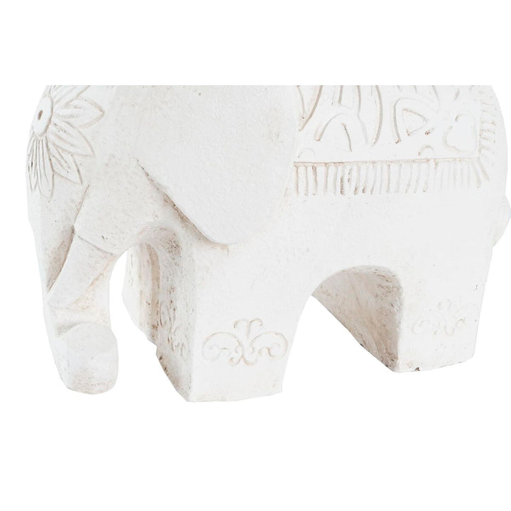Weiße Deko-Figur Elefant im Antik-Look. Orientalische Verzierungen und Magnesium-Material.