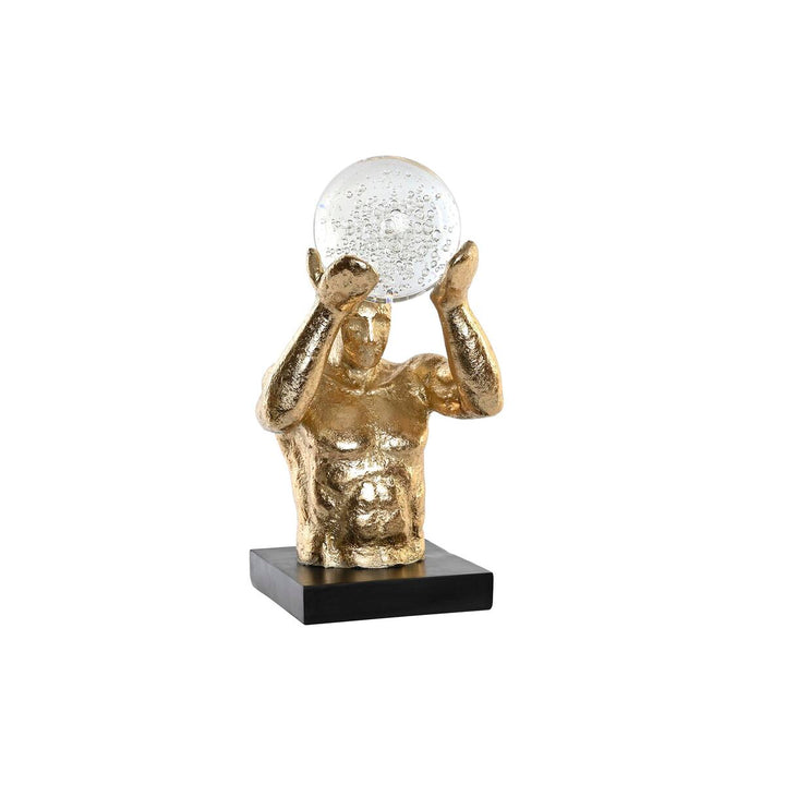 Goldene Harz Herren Figur mit Glaskugel auf schwarzem Sockel - homely Family Shop
