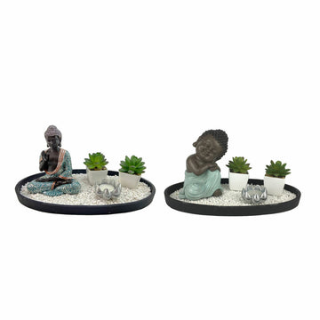 DKD Home Dekor orientalische Gartenfiguren mit Buddha und Sukkulenten. - homely Family Shop