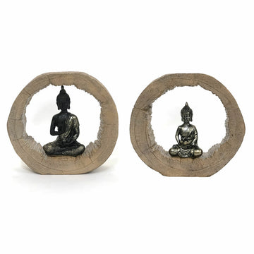 DKD Home Decor Buddha Figuren in Holzrahmen, natürlich und schwarz - homely Family Shop