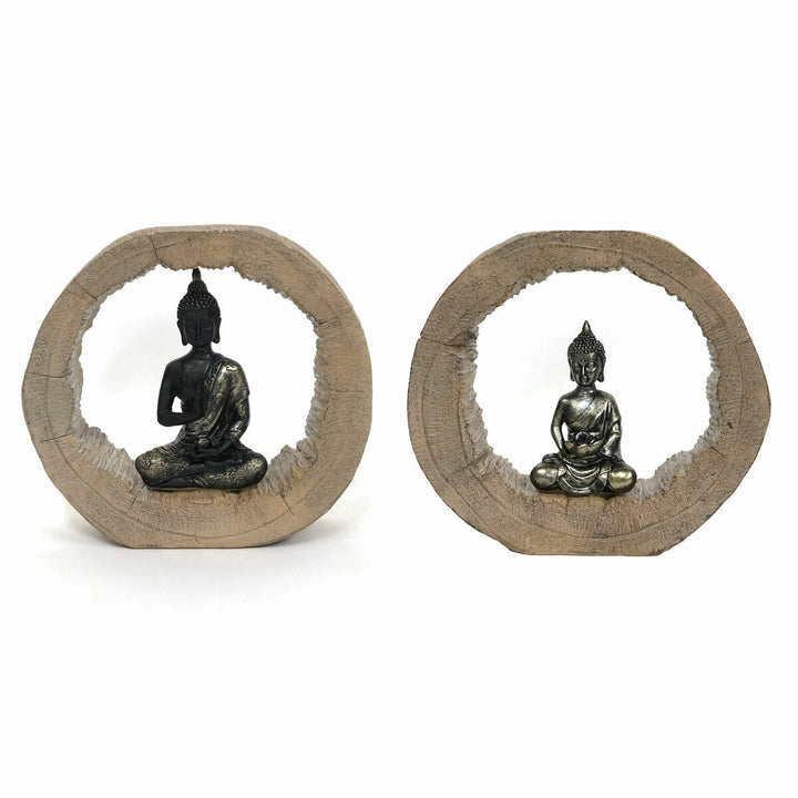DKD Home Decor Buddha Figuren in Holzrahmen, natürlich und schwarz - homely Family Shop