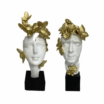 Zwei weiße Deko-Figuren mit goldenen Akzenten - homely Family Shop