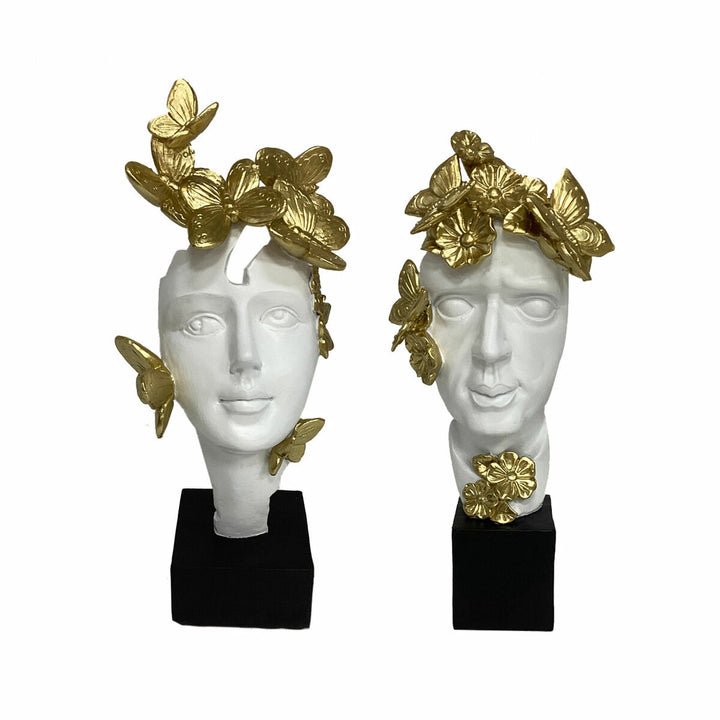 Zwei weiße Deko-Figuren mit goldenen Akzenten - homely Family Shop
