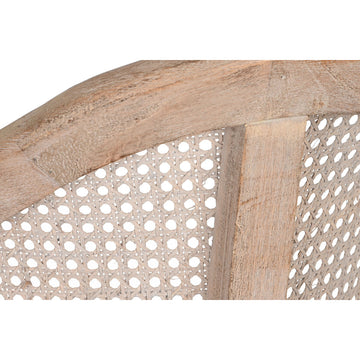 Detailansicht: Esszimmerstuhl mit Rattanmuster und Holzrahmen - homely Family Shop