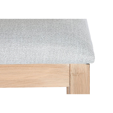 Detailaufnahme: Hellgrauer Polyester Stuhl mit Holzrahmen - homely Family Shop