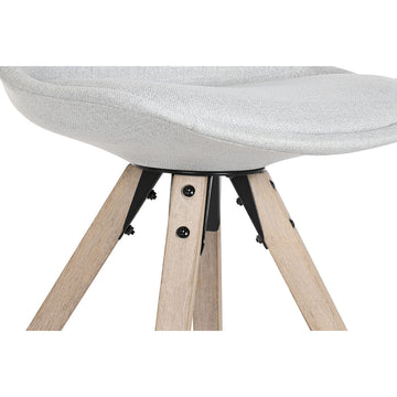Detailaufnahme: Hellgrauer Polyester Stuhl mit Holzbeinen - homely Family Shop