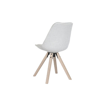 DKD Home Esszimmerstuhl mit hellgrauem Polyester und Holzbeinen - homely Family Shop