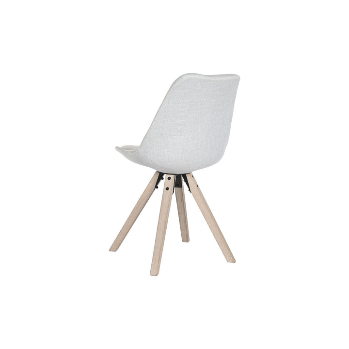 DKD Home Esszimmerstuhl mit hellgrauem Polyester und Holzbeinen - homely Family Shop